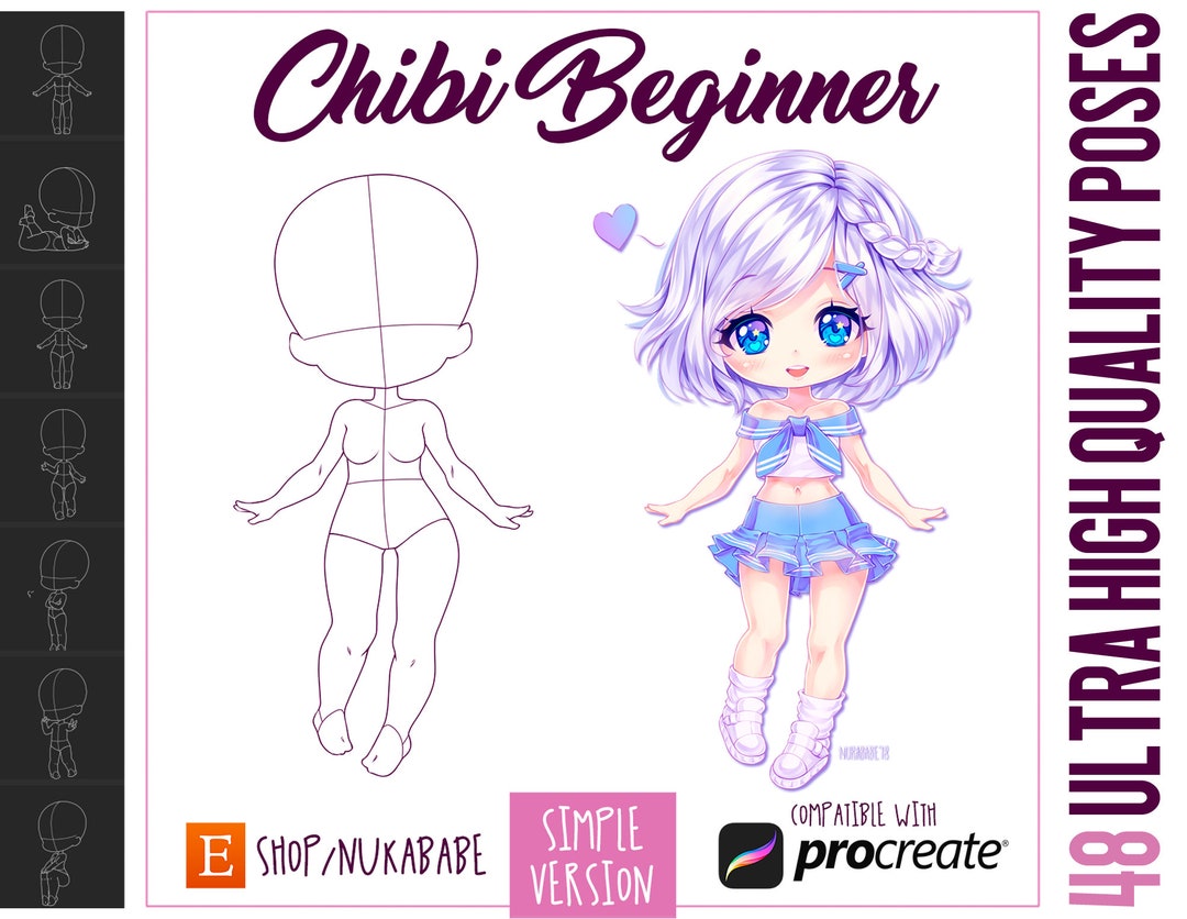 Procreate Chibi Base Chibi Pose Anime Chibi Stamp Guide Chibi Reference  Chibi Doll Procreate Pose Female Character Template P2U Base -  Norway