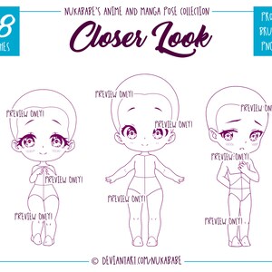 48 Chibi Procreate, Procreate Chibi Poses Stamps, Poses Stamps for ...