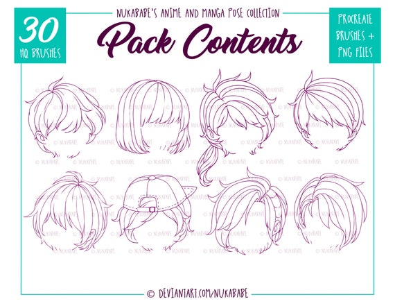 30 Anime Hair Stampsprocreate Stampsanime Hairstyles -  Israel