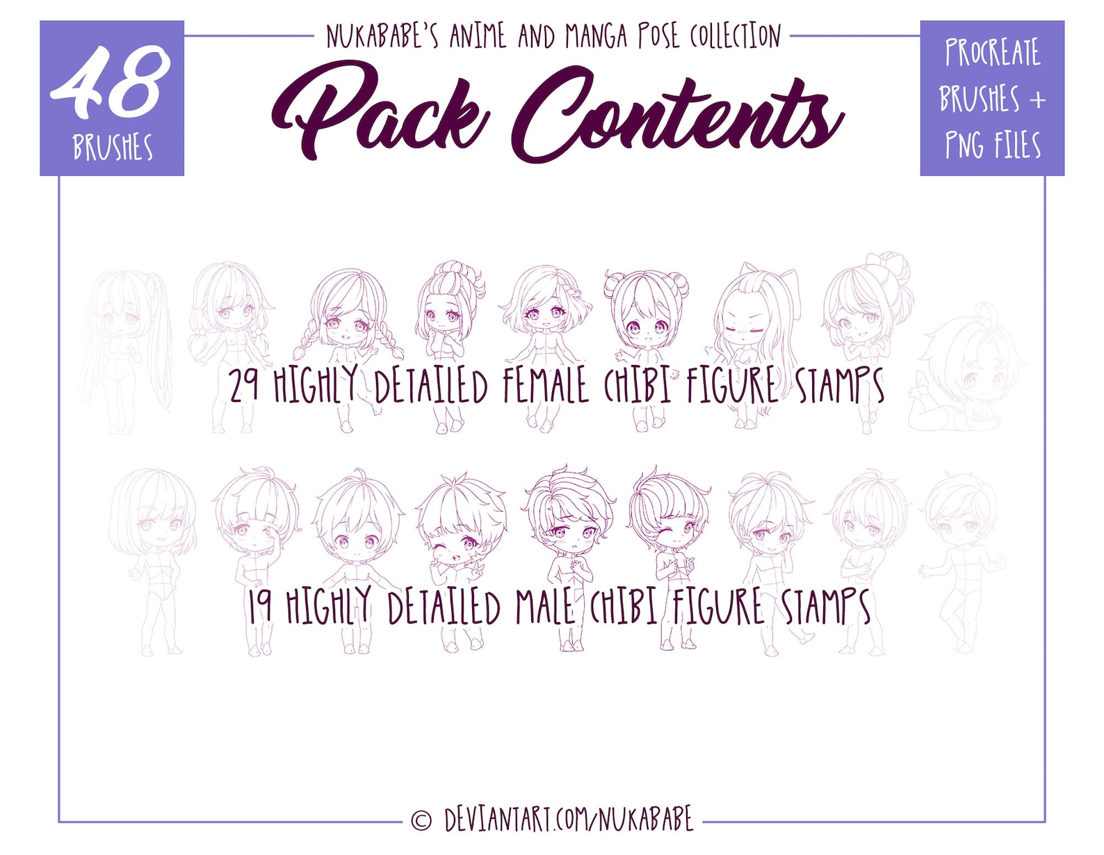 Procreate Chibi Brushes Poses Stamps for Procreate Chibi Etsy