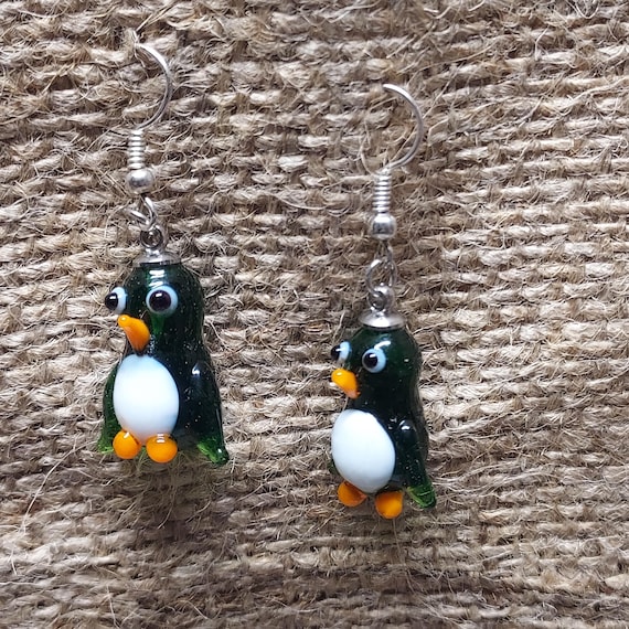 Earrings Lampwork penguin