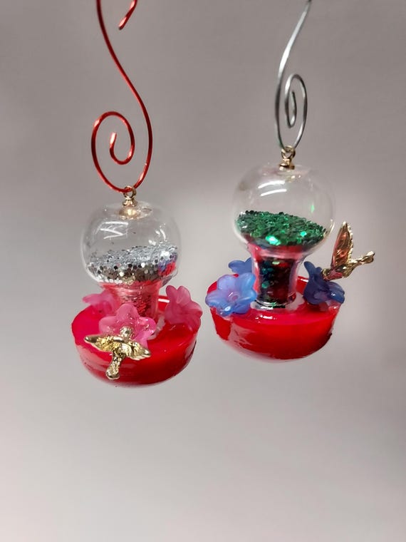 Hummingbird Feeder Christmas Ornaments (set of 2)