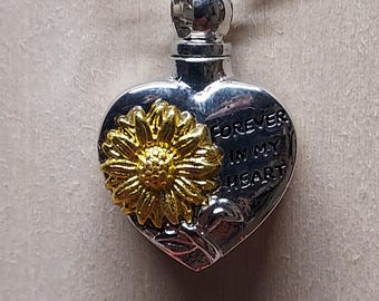 Alloy Heart with Sunflower Urn Ashes necklace