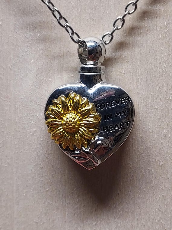 Alloy Heart with Sunflower Urn Ashes necklace