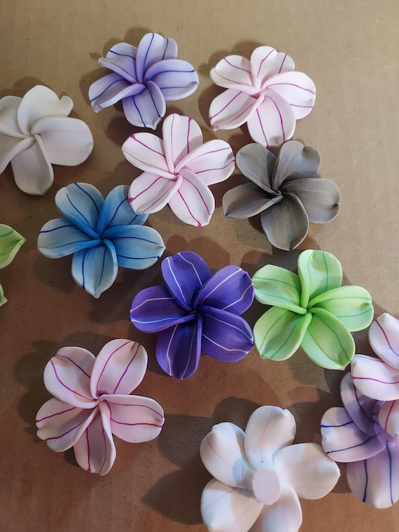 50 Pcs Polymer Clay 3D Flower Beads 38mm