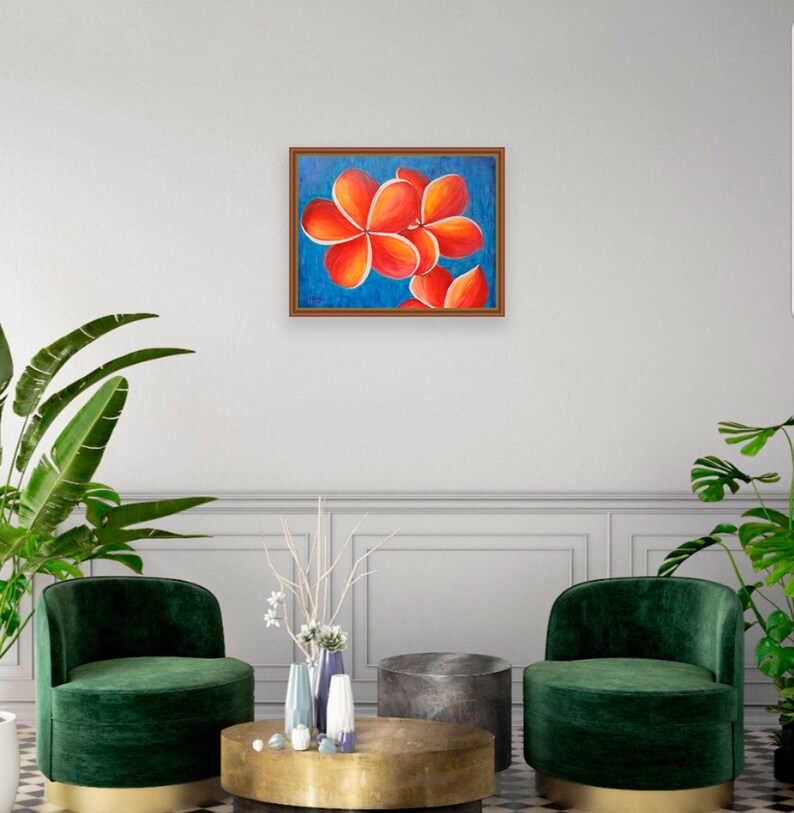 Plumeria Painting Floral Original Art Flower Oil Painting Hawaiian Art Plumeria Flower Wall Art 14 by 18 by Regina Zang