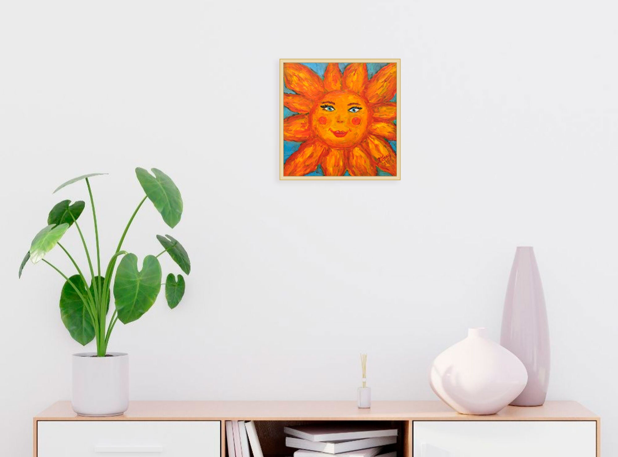 Sun Painting Small Original Art Sun Wall Art Abstract Painting Etsy