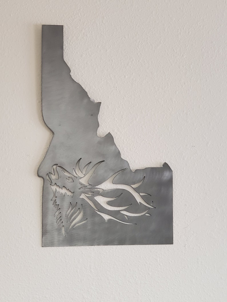 Metal Idaho With Elk Wall Décor, Bugling Elk, Idaho Elk, Wildlife Wall