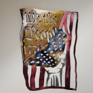We the People American Flag Metal Art, Patriotic Sign, Metal wall art