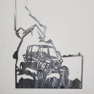 Metal Cutout of Idaho and a Side by Side, Idaho Wall art, Side by Side, Idaho Wilderness gift