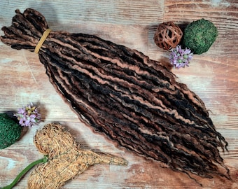 30-80cm DE SE Wolldreads Akzent Dreadlocks wellig Extensions "Tricolor"
