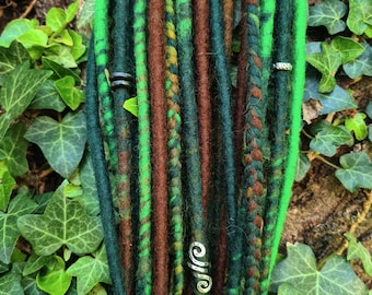 30-80cm DE SE Wolldreads Extensions Dreadlocks Akzent Set "Waldelfe"