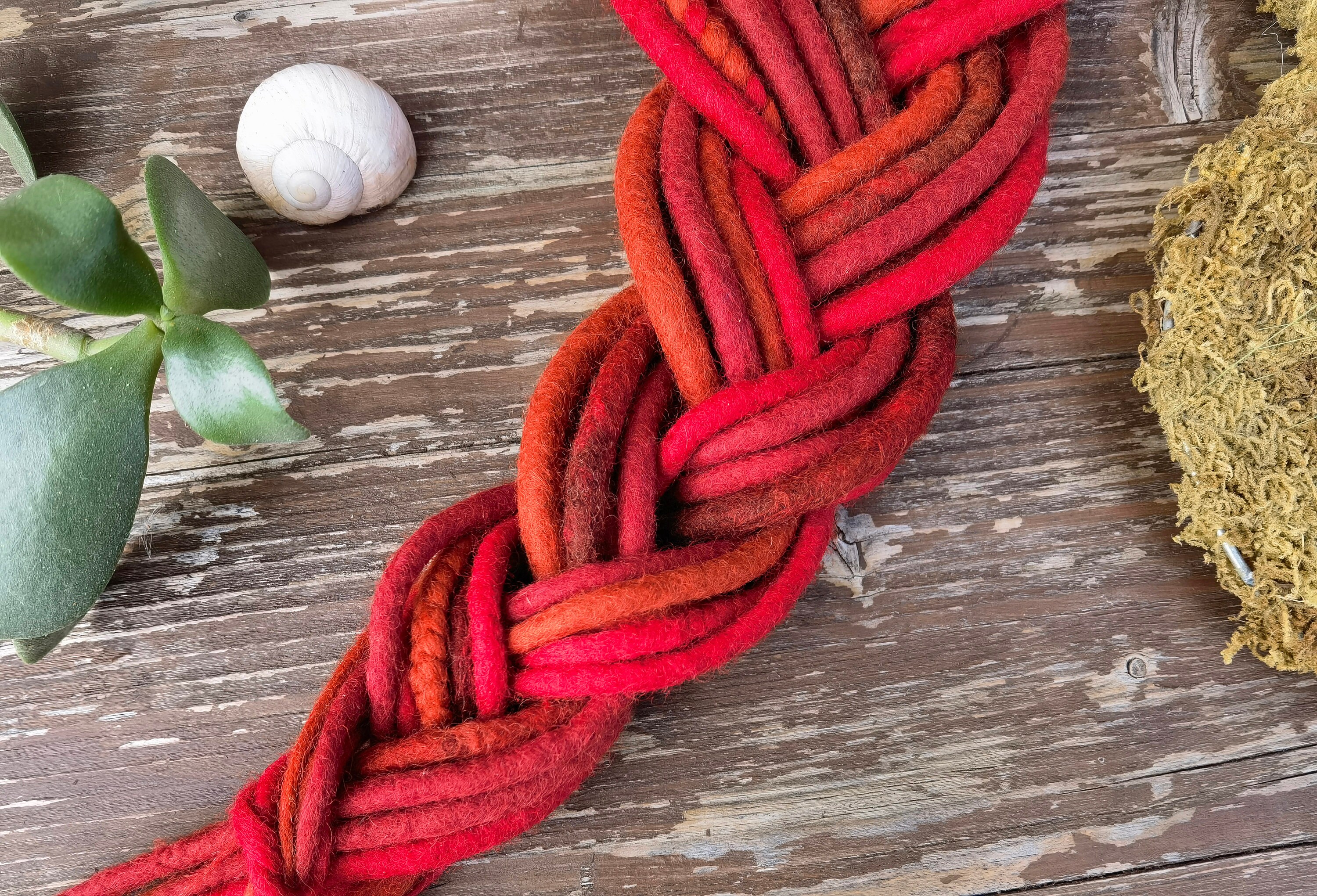 30-80cm SE DE Akzent Wolldreads Extensions Fake Dreadlocks "Lava Flow"