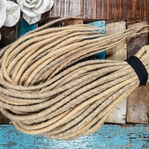 30-80 cm DE SE accent wool dreads extensions fake dreadlocks light blonde/gray blonde mix