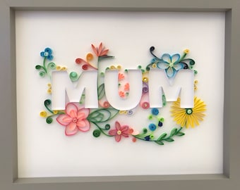 Quilled art MUM/MOM framed gift, Mother’s Day gift. Tropical flowers