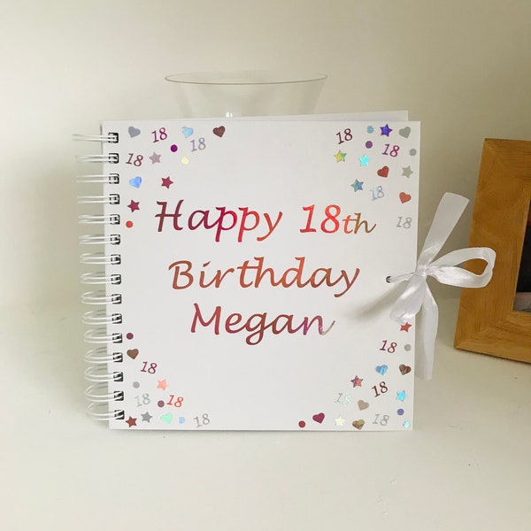 Birthday memories scrap book personalised with name and age, 16th, 18th, 21st, 30th, 40th, 50th,60th,70th, 80th, guest book, milestones