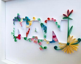 Quilled art Nan framed gift, Mother’s Day gift. Tropical flowers