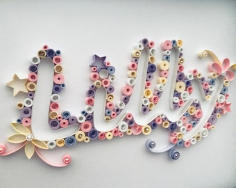 Quilled art Name framed gift, personalised.