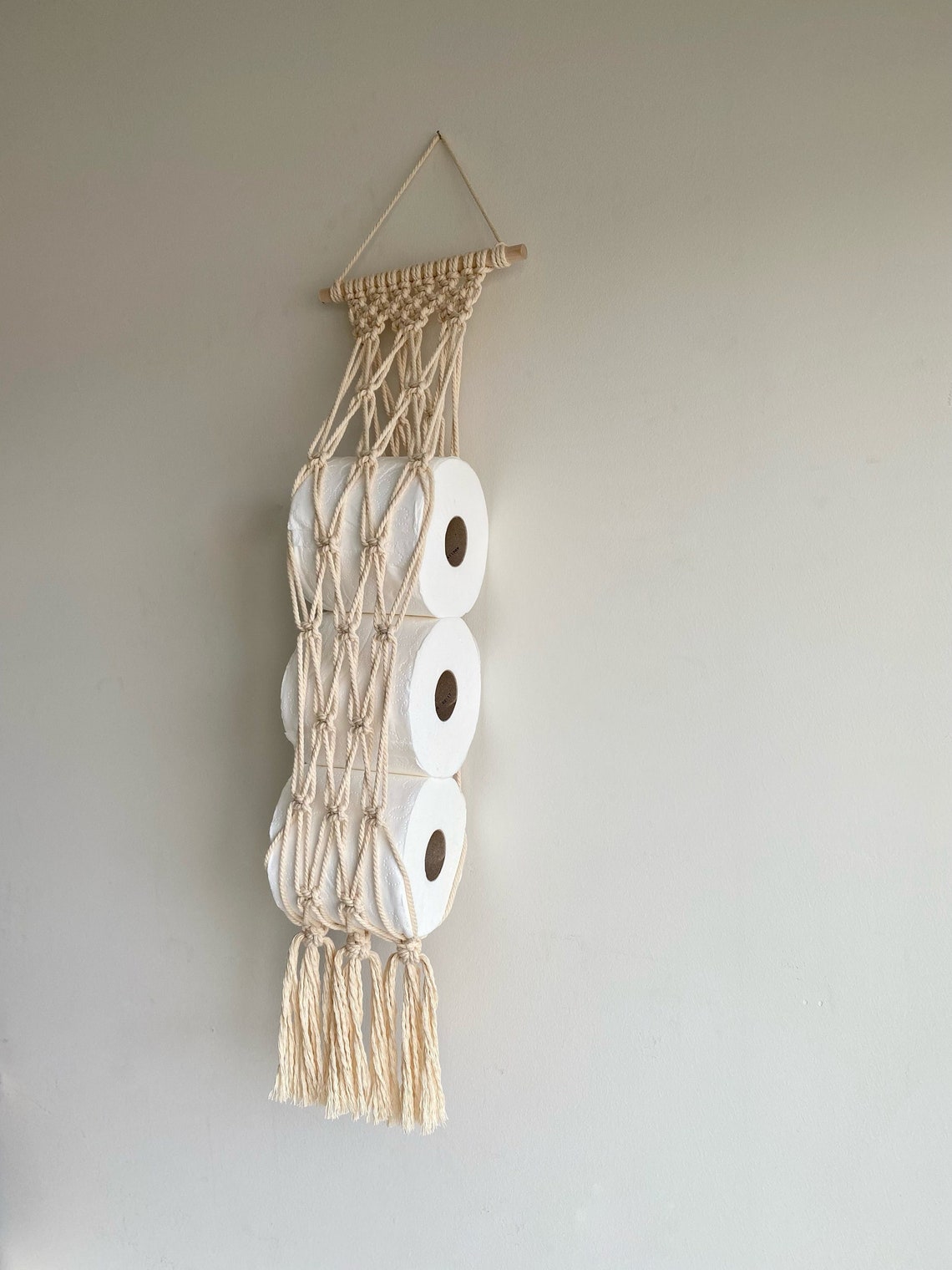 Macrame Toilet Paper Wall Storage Boho Toilet Paper Holder Etsy