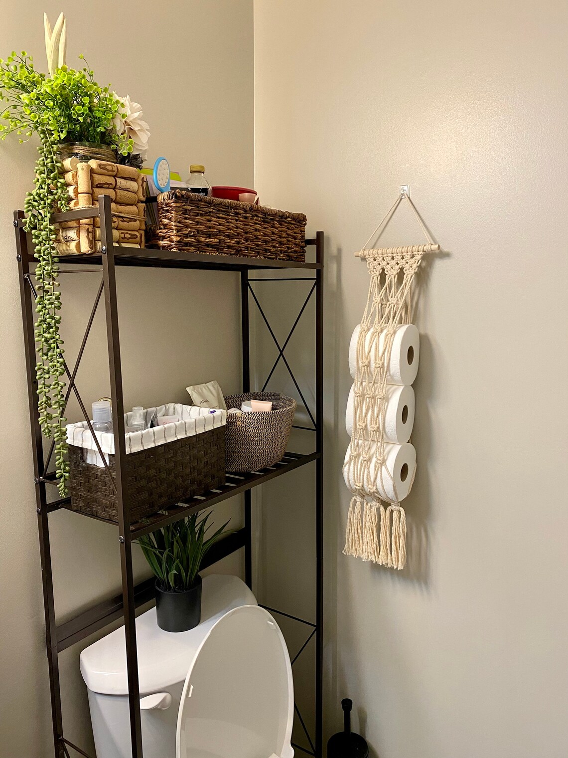 Macrame Toilet Paper Wall Storage Boho Toilet Paper Holder Etsy