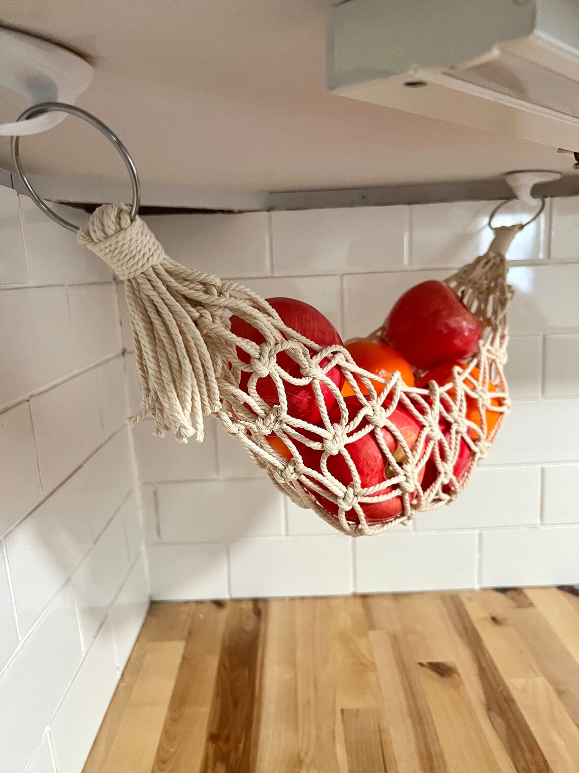 Macrame Fruit Hammock Hanging Macrame Fruit Holder Boho Etsy