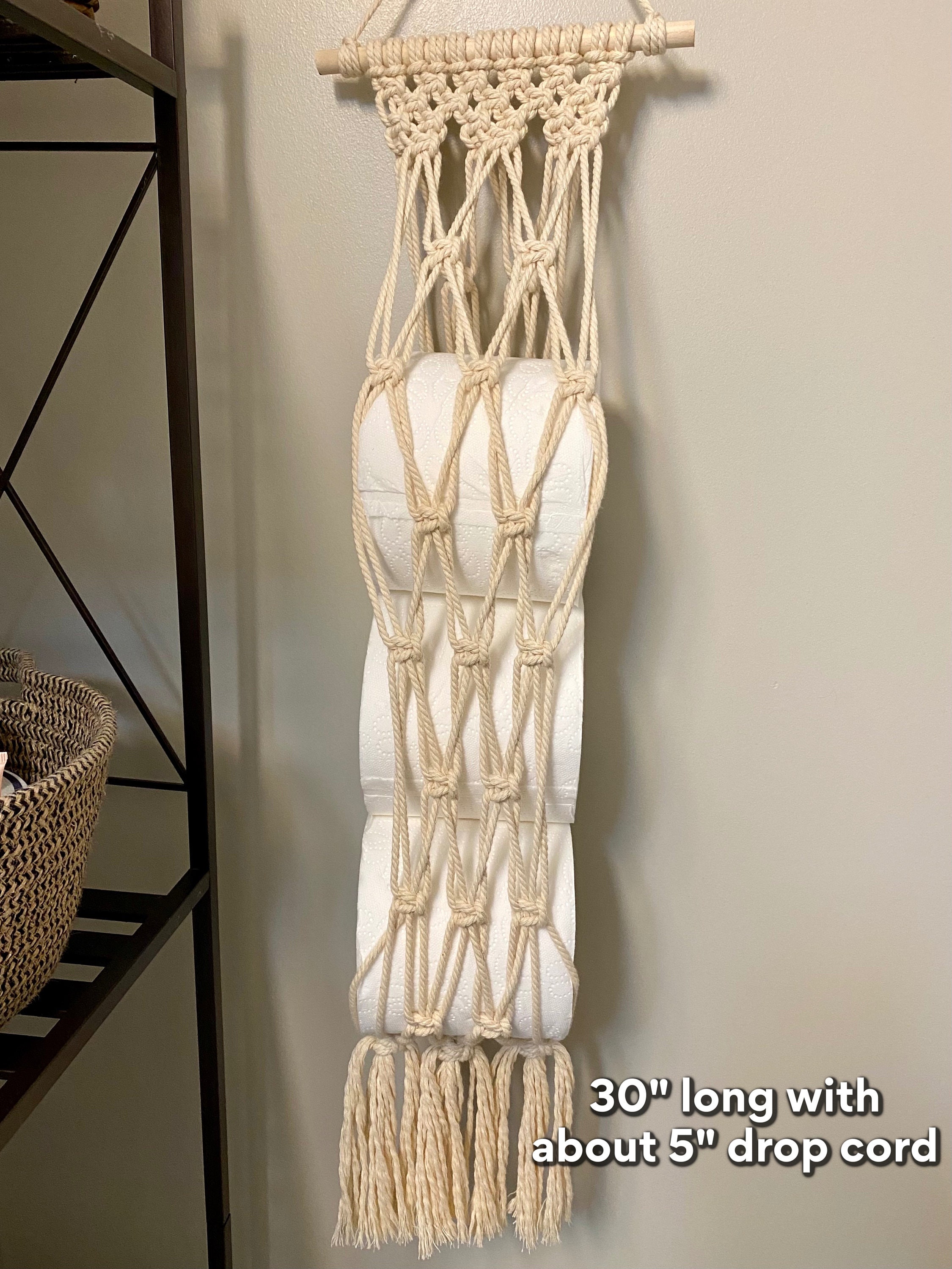 Macrame Toilet Paper Wall Storage Boho Toilet Paper Holder Etsy