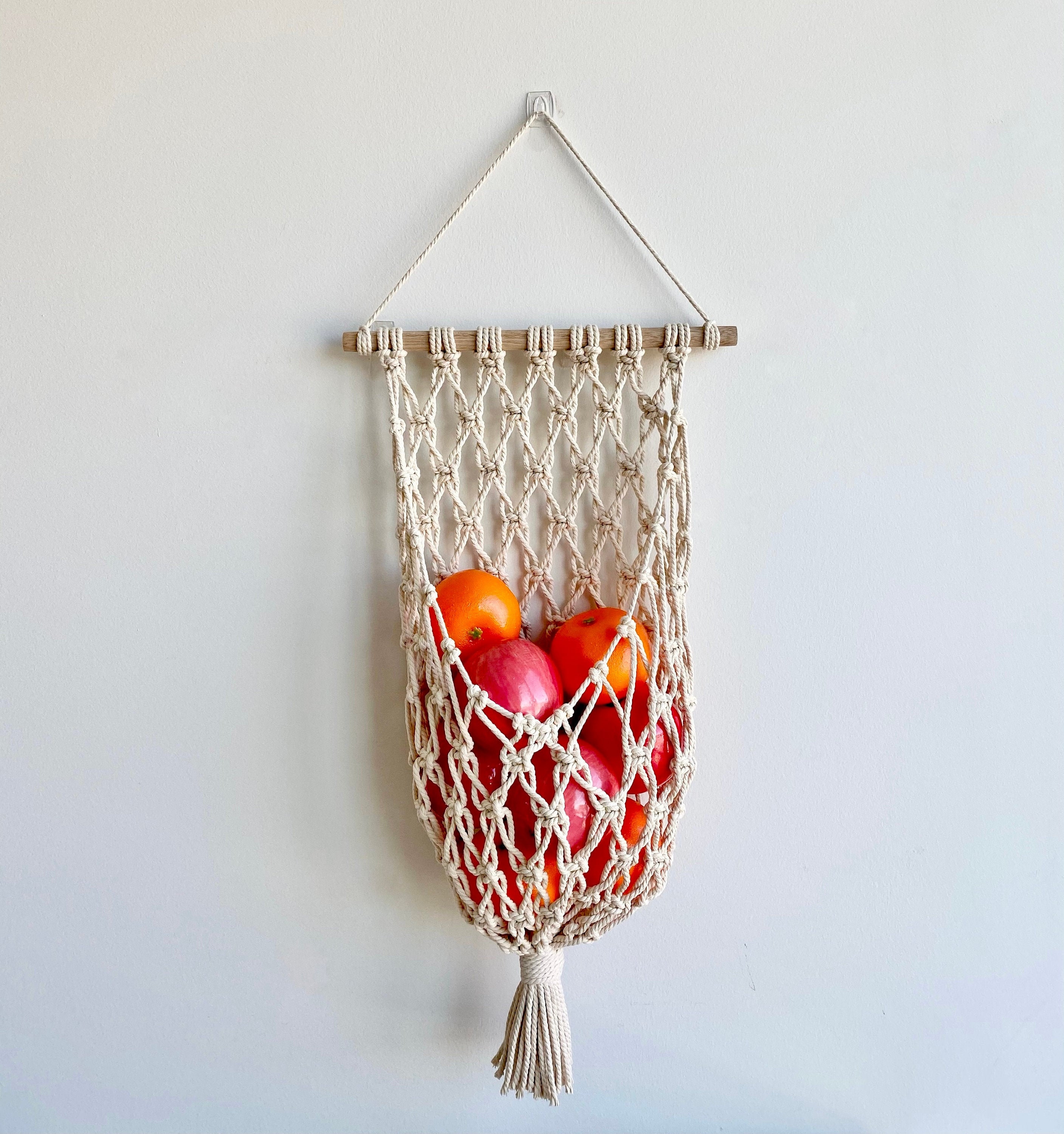 Macrame Storage Basket Wall Hanging Fruit & Vegetable Hanging Etsy