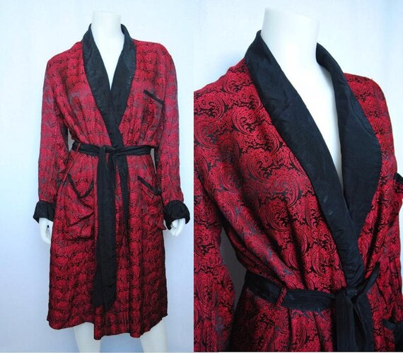 1940s brocade smoking jacket, vintage men's smokin