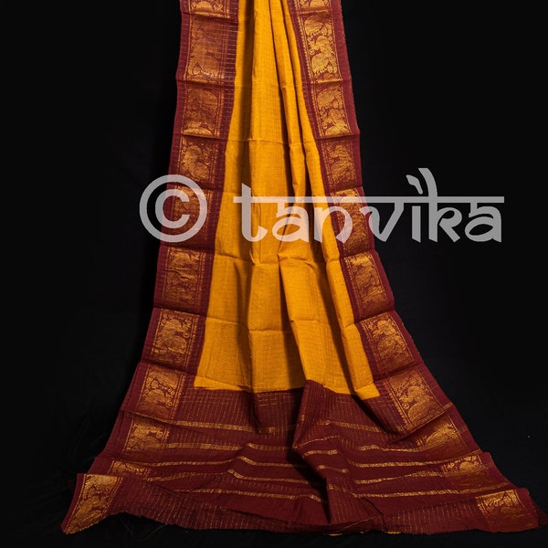 Saris Madurai Sungudi 100 % coton à carreaux zari, bordure contrastante | Sari traditionnel indien en coton