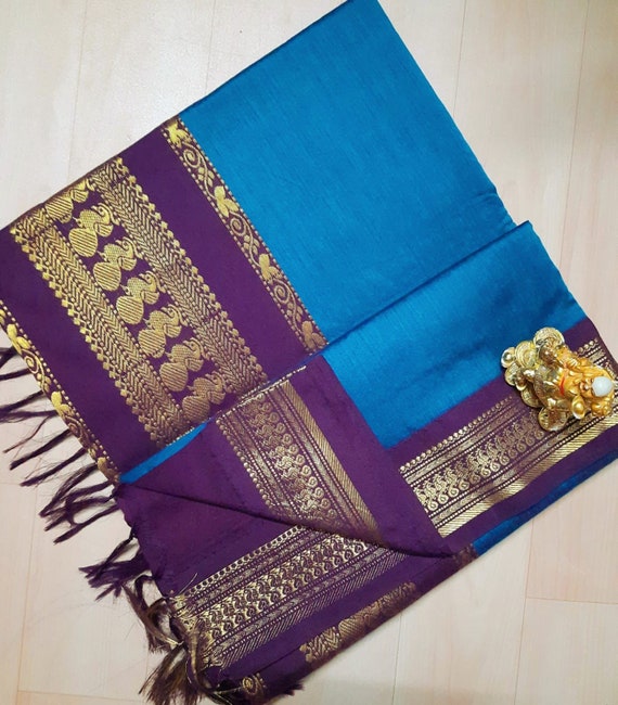 Elegant Soft Kalyani Cotton Silk Sarees With Zari Woven Rich Contrast  Border and Pallu Traditional Indian Cotton Saris 