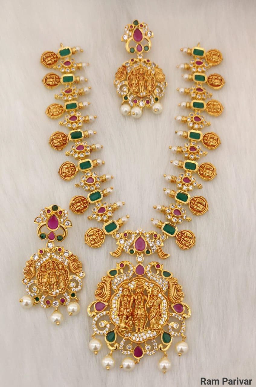 Unique Ramparivar Necklace with Earrings - South India Jewels