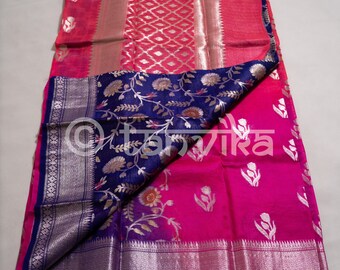 Stunning Banarasi Saree With Kanchi Border And Half And Half Etsy