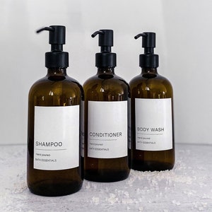 Preprinted Soap Labels/ Bathroom Organization Labels for Refillable Shampoo, Conditioner and Body Wash Dispensers