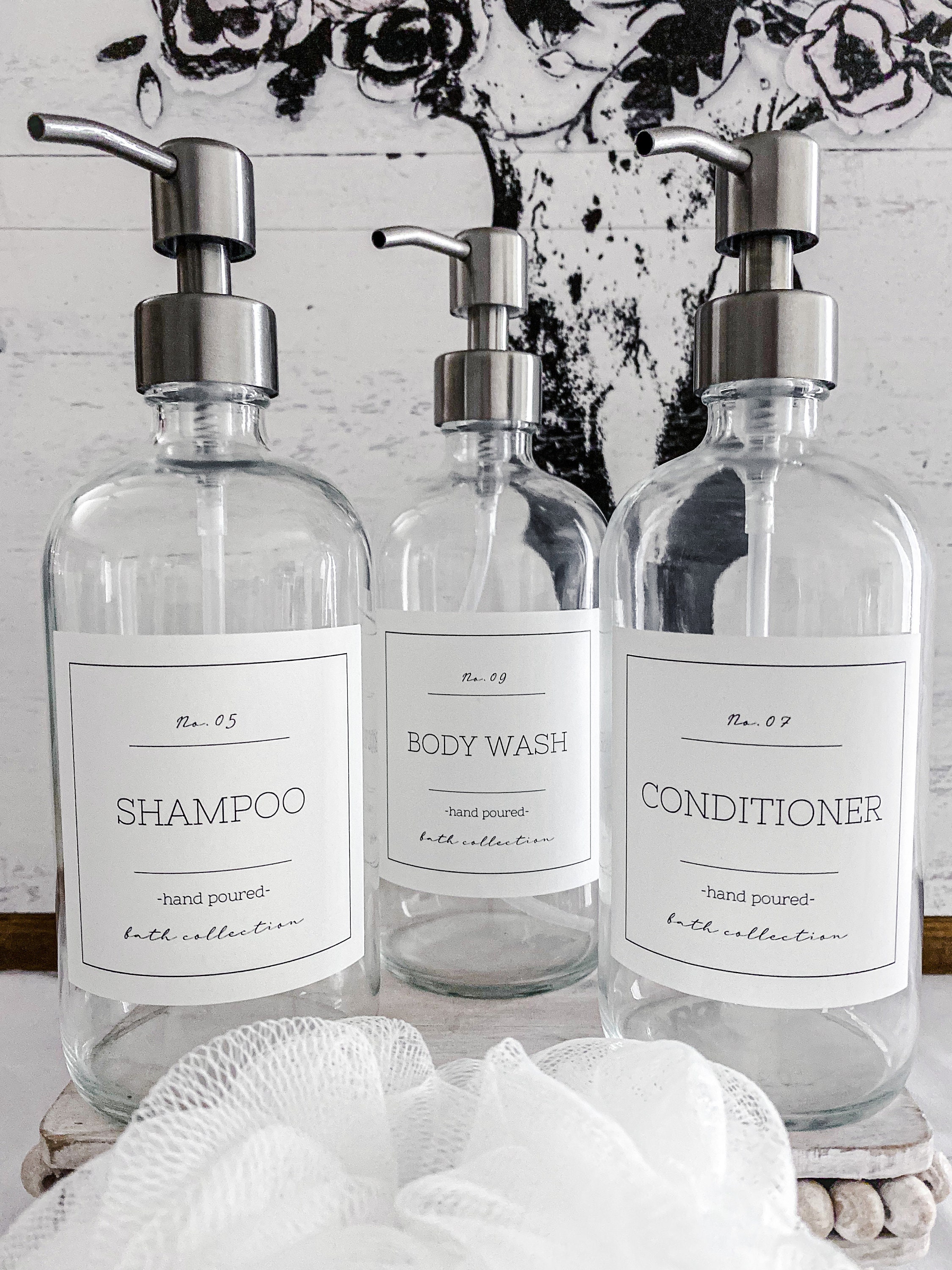 Shampoo and Conditioner Labels/ Waterproof Bathroom Labels/ Etsy