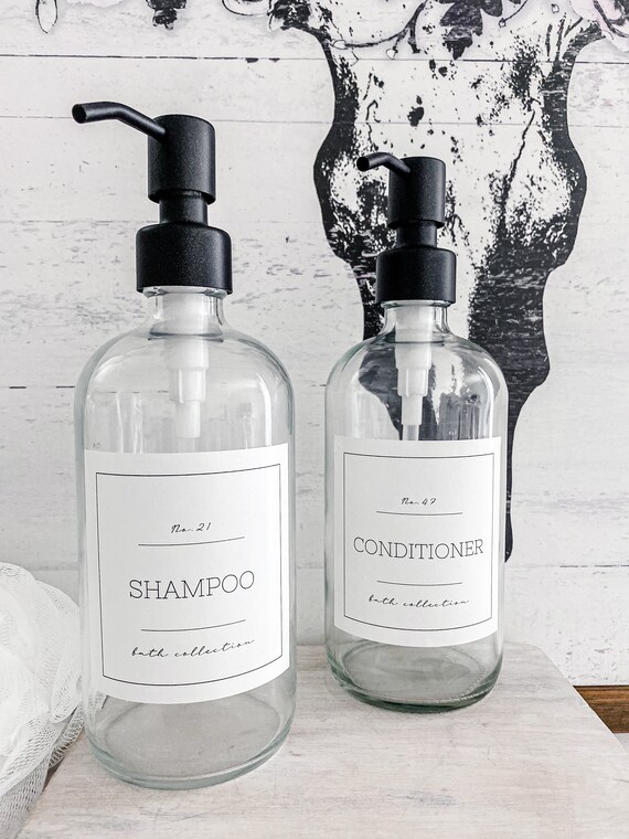 16oz Refillable Shampoo/conditioner/body Wash Bottles/ Glass Etsy