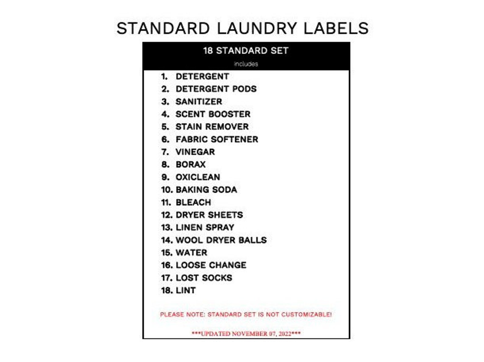 Laundry Room Labels/ Preprinted and Custom Laundry Container Etsy