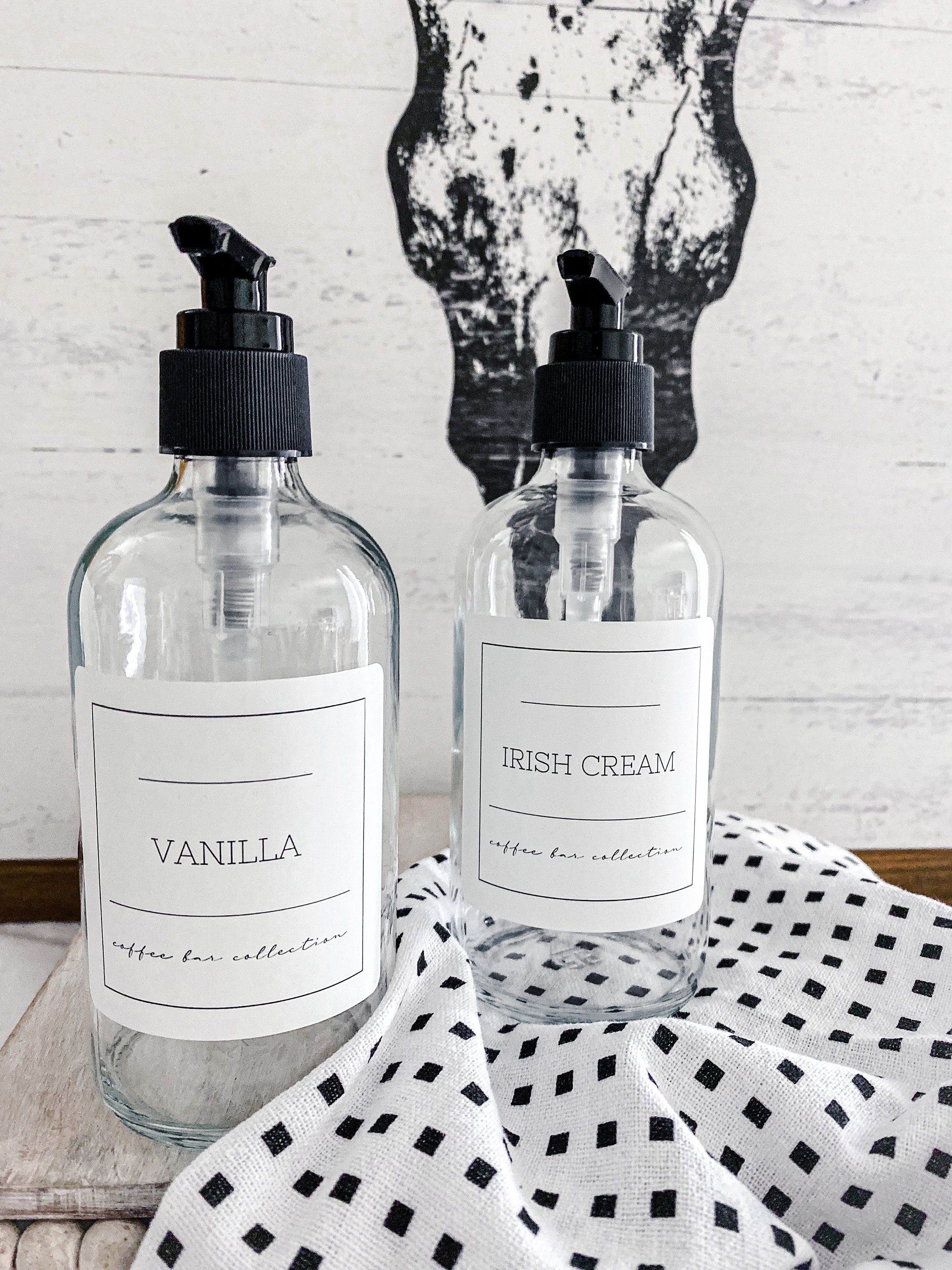 8oz Coffee Syrup Bottles with Label/ Refillable Glass Etsy