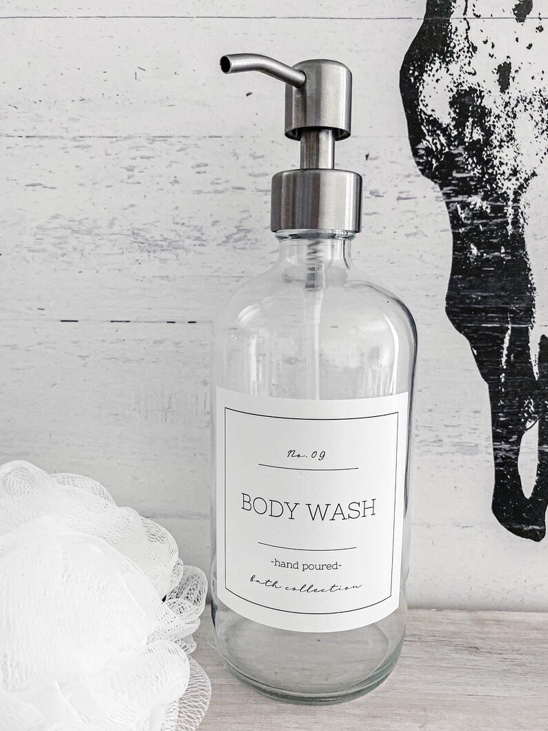 Refillable Shampoo/conditioner/body Wash Bottles/ 16oz Glass Etsy