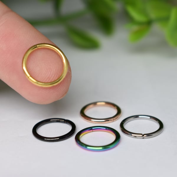 316L SURGICAL STEEL 18ga 16ga Gold Rose Gold Black Tiny Seamless Hinged Clicker Cartilage Helix Earring Piercing Hoop