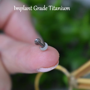 IMPLANT GRADE TITANIUM 16ga Internally Threaded  Flat Back Labret Cartilage Helix Tragus Minimal Screw On Crescent Moon Earring Stud