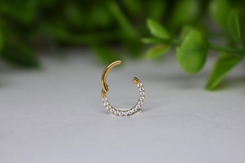 16ga 316L Acier Chirurgical Tout Blanc Pavé Cz Dainty Mignon Petit 8mm Septum Daith Anneau Hinged Clicker Hoop image 5