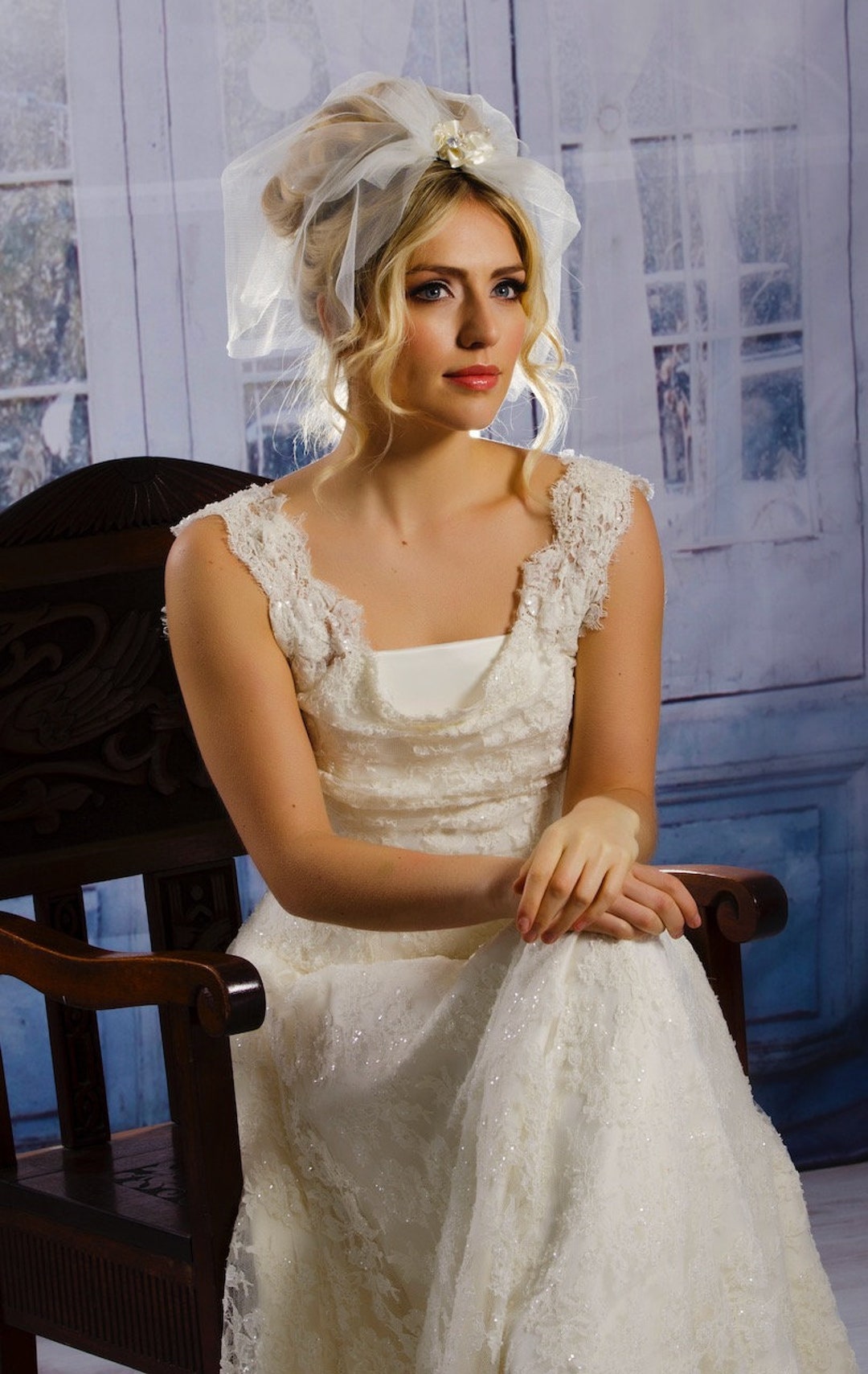 Voile De Mariée Court Ivoire - Tulle - Avec Peigne - Fait Main - Neuf Avec Étiquettes