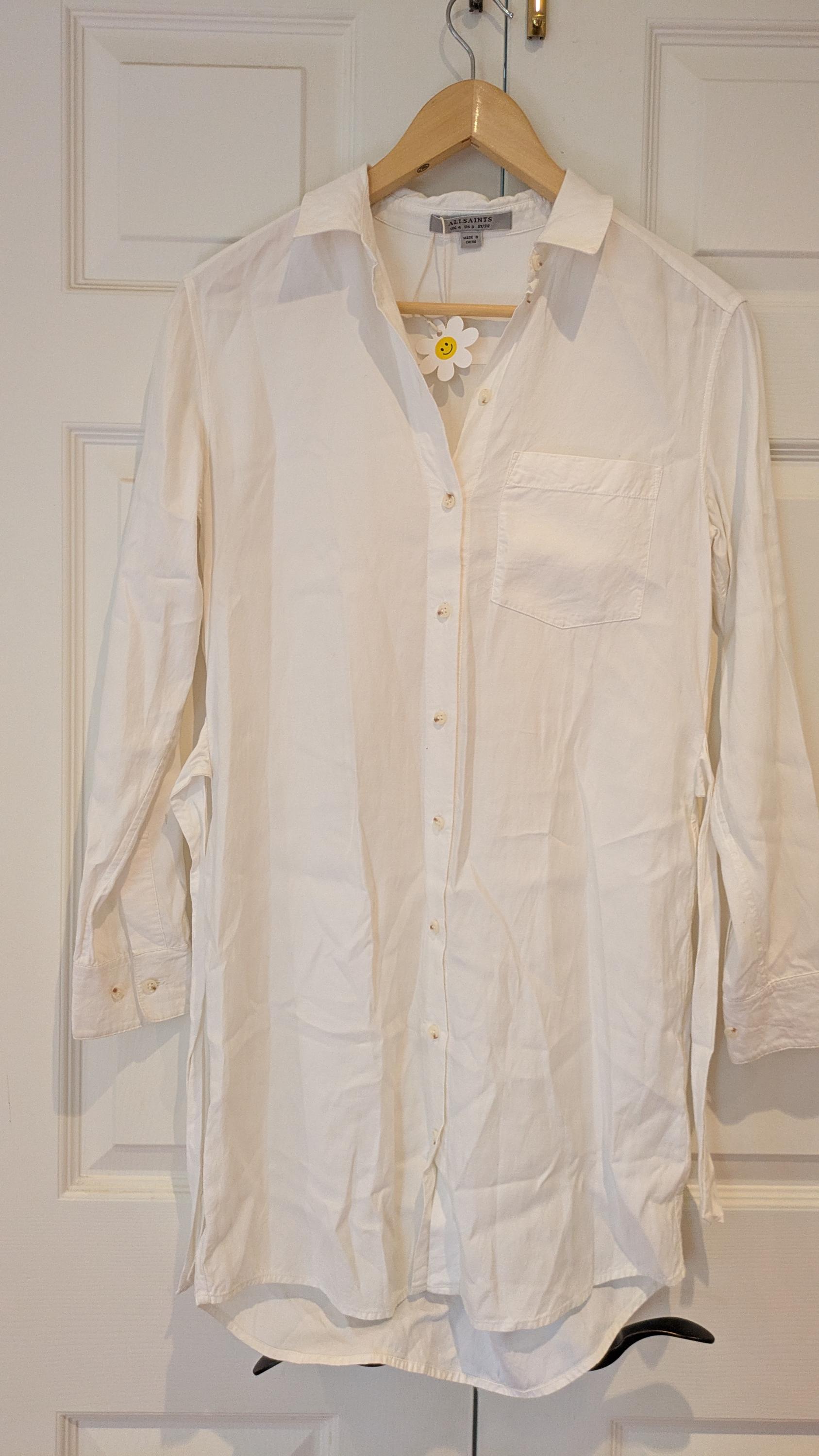 all saints white shirt dress AllSaints Alex Silk Shirt Dress in White