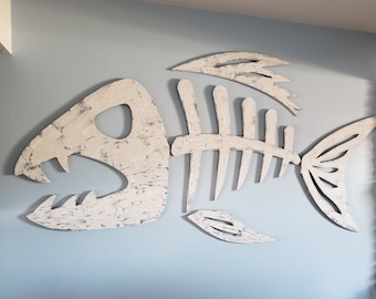 Wooden Fish Skeleton | Big Tuna | Wooden Art | Wooden Fish | Beach House | Skeleton | Large Art | Decor | Fish Art | Fish | Fish Bones