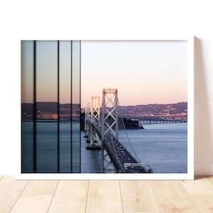 San Francisco Bridge Colors Wall Art, Sunset Reflection Architecture Print, Bay Area Art, SF Landscape Photo Print