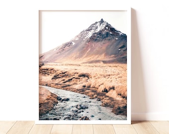 Iceland Mountain Landscape Print, Iceland Wall Art, Nature Mountain Photography