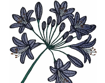 Agapanthus flower filled stitch machine embroidery design