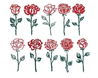 Roses set of 10 Filled Stitch Machine Embroidery Designs/Flowers
