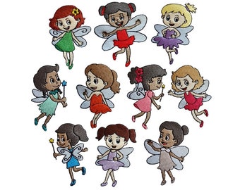Fairies set of 10 filled stitch Machine Embroidery Designs