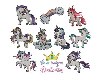 Unicorns set of 10 filled stitch Machine Embroidery Designs